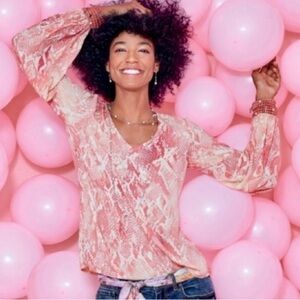 CAbi Pink Snake print Blouse